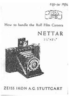 Zeiss Ikon Nettar manual. Camera Instructions.